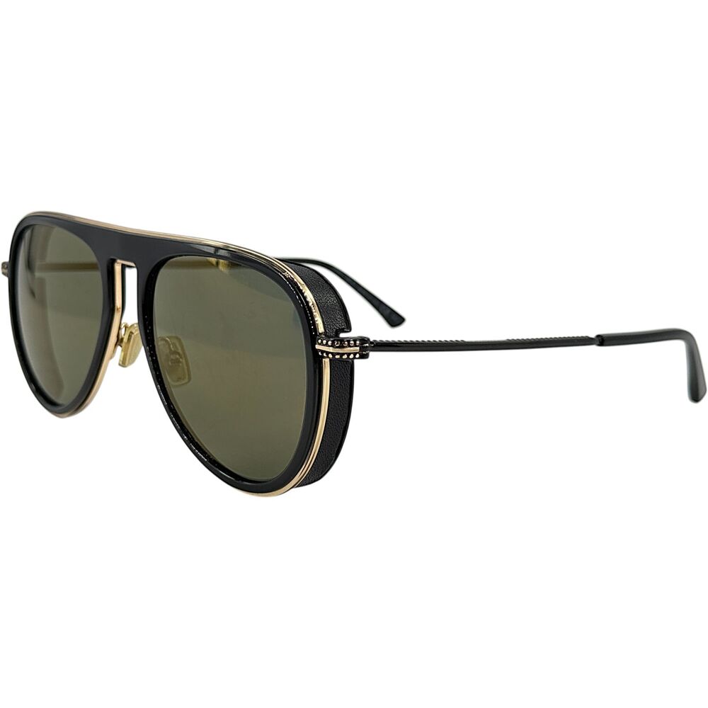 Jimmy Choo Carl S Mens Metal Aviator Sunglass 0807 Black 56-18 Italy Gold Mirror